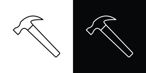 Hammer icon pixel perfect. Outline symbol. Simple linear drawing.