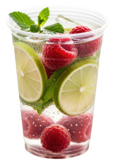 Refreshing Raspberry Lime Drink with Mint Transparent Background