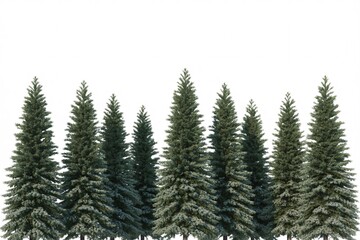 Isolated evergreen trees christmas trees pine trees forest trees on white
