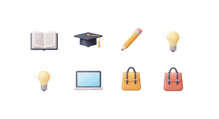 Collection of educational and business-related icons representing learning and career growth.