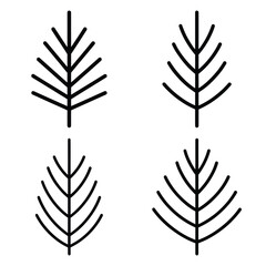 Fototapeta premium pine leaf outline icon set, black color and white background