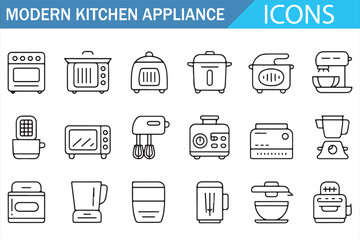 Smart Kitchen Tools and Devices Line Icons