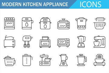 Minimal Line Art Cooking Equipment Icons