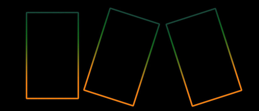 Rotated Neon Frames: Abstract Green and Orange Gradient Outlines