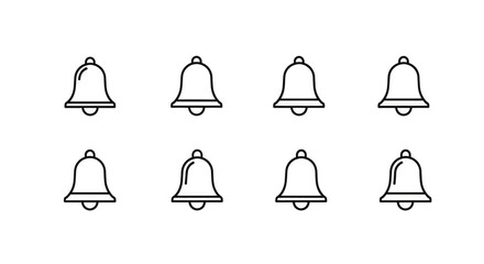 Collection of simple bell icons symbolizing notifications and alerts