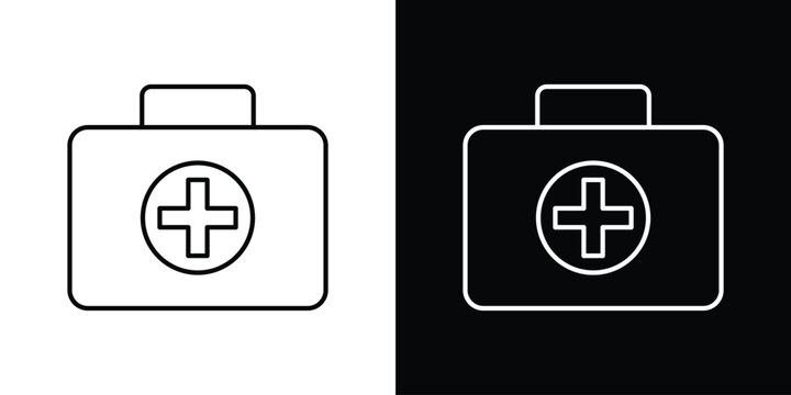 Medical kit icon pixel perfect. Outline symbol. Simple linear drawing.