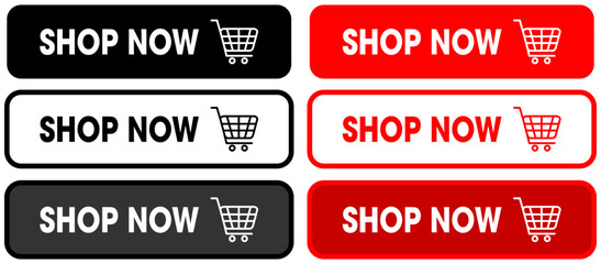 Buy now shop banner button with chart icon symbol vector design colorful simple flat illustration sets.