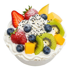 Delicious Fruit Dessert Whipped Cream Fresh Berries Kiwi Mango