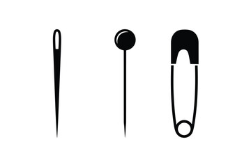 Sewing tools needle pin and safety pin icons