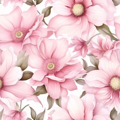 Pink Watercolor Flowers Seamless Pattern, Pink Flower Pattern, Pink Floral Seamless Pattern, Pink Flower Digital paper, Pink Flower Background