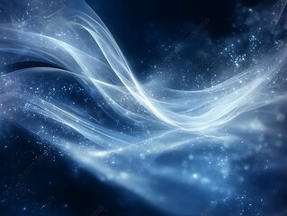 Abstract blue fractal background with glowing light and wave pattern.