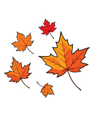 Cartoon Autumn Maple Leaves Vector Set for Seasonal Fall Design
