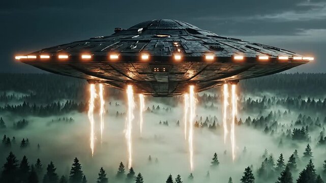 The Pine Barrens Abduction A Cinematic UFO Encounter in a Foggy Forest
