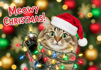 Funny Christmas Card – Cat in Santa Hat