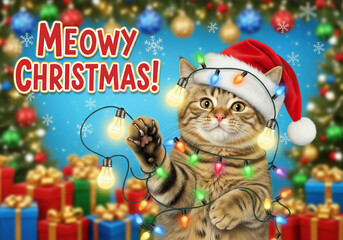 Funny Christmas Card – Cat in Santa Hat
