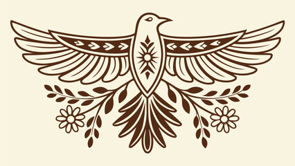 Dove Vector Illustration Wings Flower Decoration Ornament