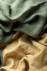 Yellow and green color Linen fabric texuture