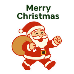 Cute Santa Claus and Reindeer Christmas Card – Minimal Vector Design