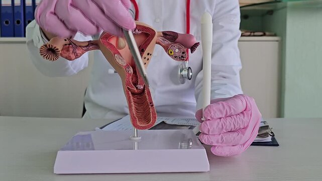 Medical suppositories and a woman uterus in the hands of a doctor. Vaginal suppositories for the treatment of STD