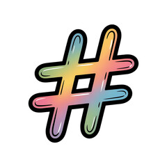 Fototapeta premium Vibrant rainbow hashtag symbol for social media marketing campaigns, connecting conversations, and trending topics, perfect for modern digital branding