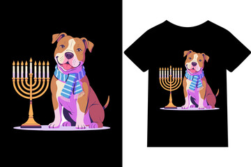 American Pit Bull Terrier happy hanukkha -t-shirt, typography, mug, hoodie, poster.