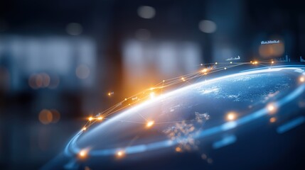 Satellites and GPS virtual blue interface visualization navigation technology global positioning system space technology satellite communication geographic tracking with copy