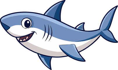 Cute cartoon shark vector illustration friendly ocean animal graphic Illustrator Artwork - Adorable and friendly cartoon shark vector illustration