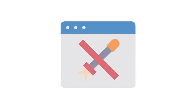 Website window with rocket crossed out concept flat design