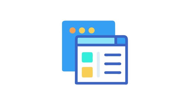 Flat design representation of multiple overlapping browser windows