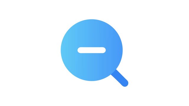 Blue zoom out icon on White Background illustration