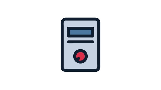 Minimalist server tower icon with red power button symbol