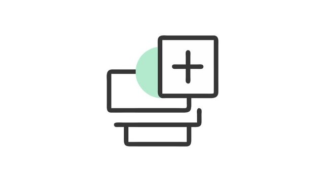 Stylized icon of printer with plus symbol on White
