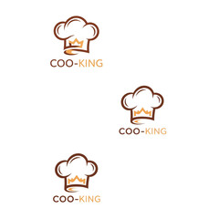 Chef's hat logo with elegant crown accent, perfect for branding culinary businesses and restaurants with a modern, professional style, originally a vector graphic