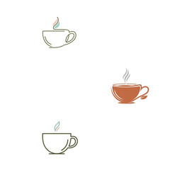 Elegant Coffee Cup Designs for Cafe Branding or Menu Design, Modern Minimalist Style, Perfect for Social Media Marketing and Restaurant Promotions, Vector Origin