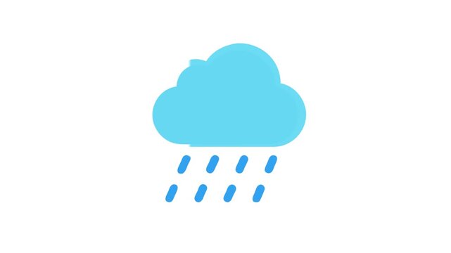 Blue rain cloud icon on White Background weather concept