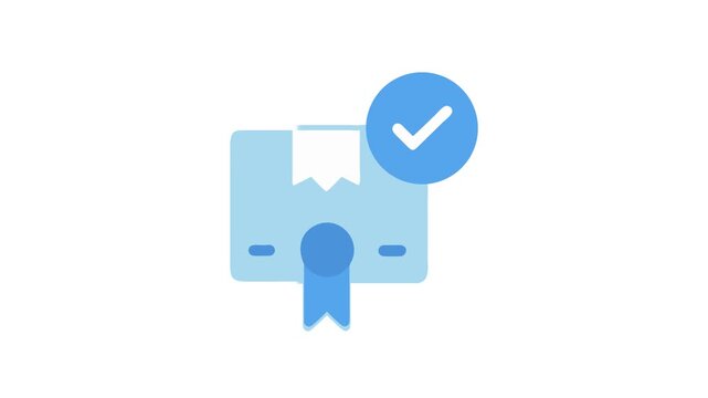 Delivery confirmation icon depicting package with check mark sign