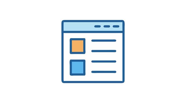 Abstract website frame with content list in cartoon style