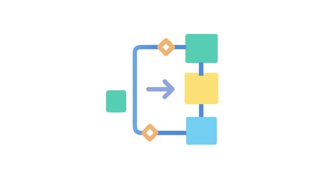 Simple flowchart diagram on White Background depicting process flow