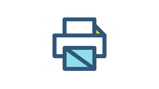 Flat Icon Printer Device Minimalistic Style Isolated on White