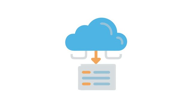 Flat Animation cloud data transfer icon on White Background