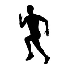 Silhouette of a young man running in sports action vector illustration