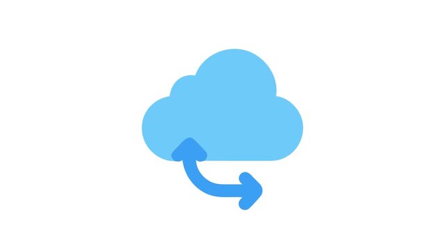 Blue cloud with circular arrow on a White Background