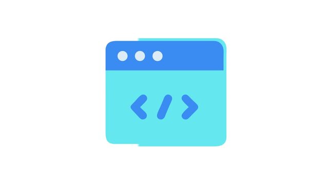 Simple coding window graphic in blue flat style