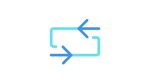 Blue linear arrows forming a loop on White Background