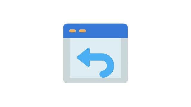 Flat icon of web page with undo arrow symbol