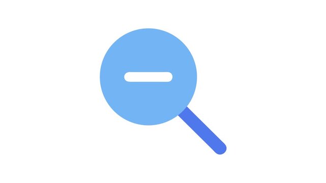 Blue magnifying glass with minus sign on White Background