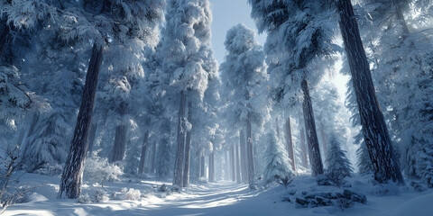 Fabulous winter snow forest