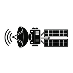 Satellite Dish Antenna With Solar Panels Transmitting Signals