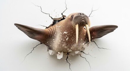 Walrus Busting Breaking Through Wall