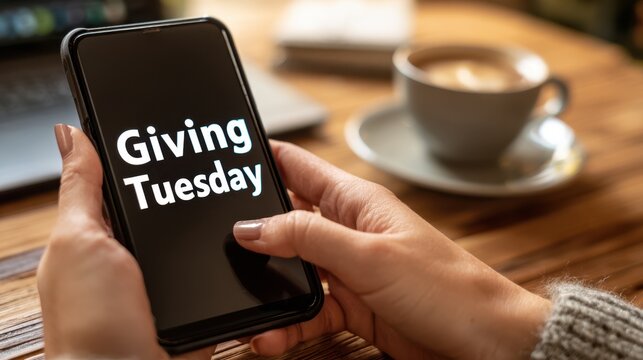 Making a charitable online donation via smartphone on Giving Tuesday